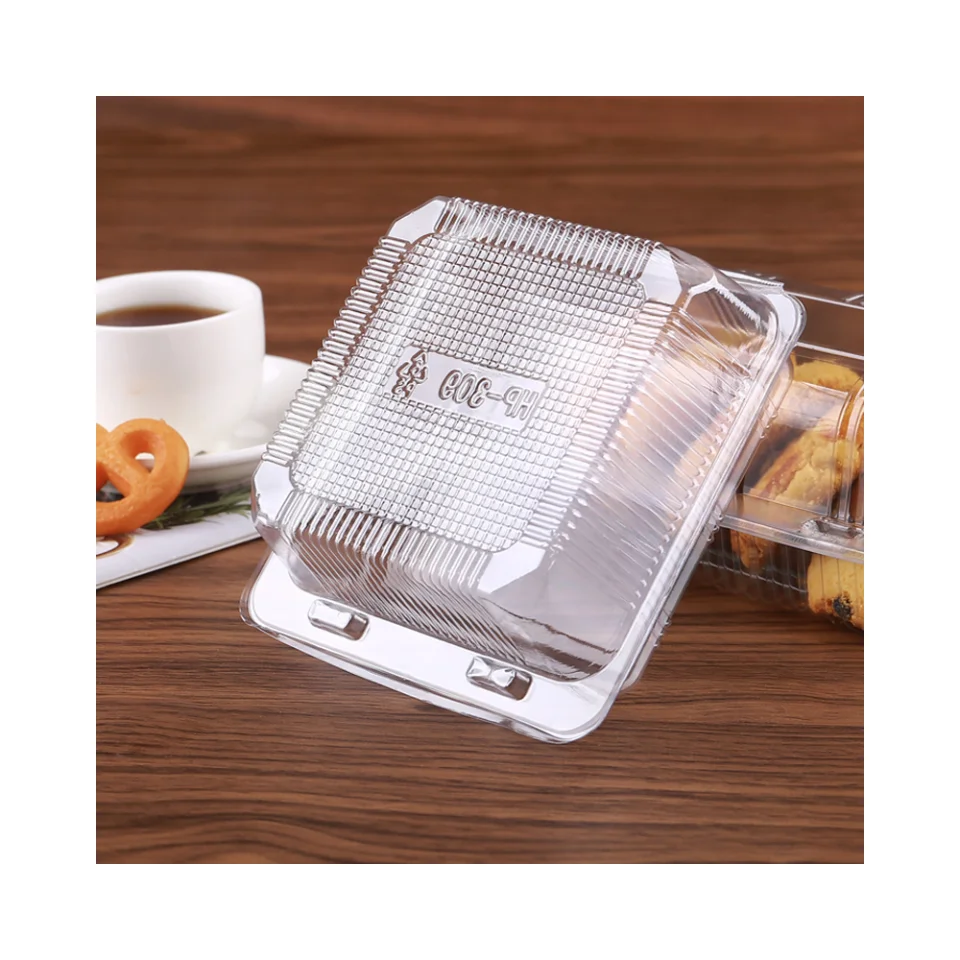 Factory Transparent Pet Clamshell Food Storage Containers Plastic Pastry Packaging Boxes Cheesecake Bakery Cookies Fruit Cake