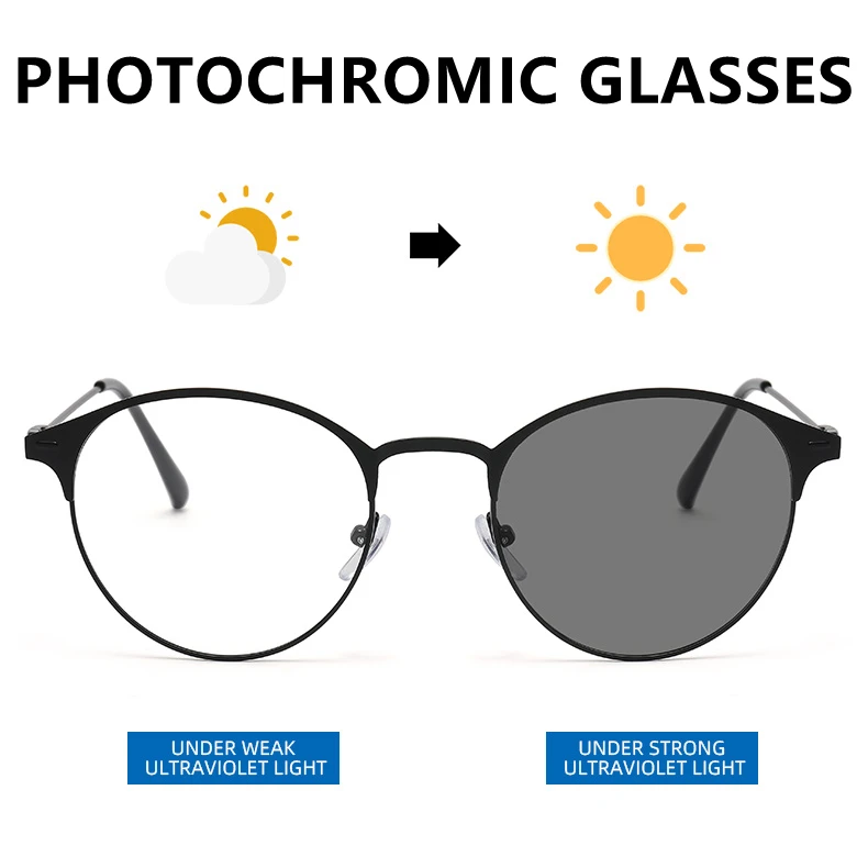 Photochromic Lenses Blue Light Filter Glasses Alloy Retro  Lentes De Ciclismo Montures Optiques 2021 Eyeglasses Frames Titanium