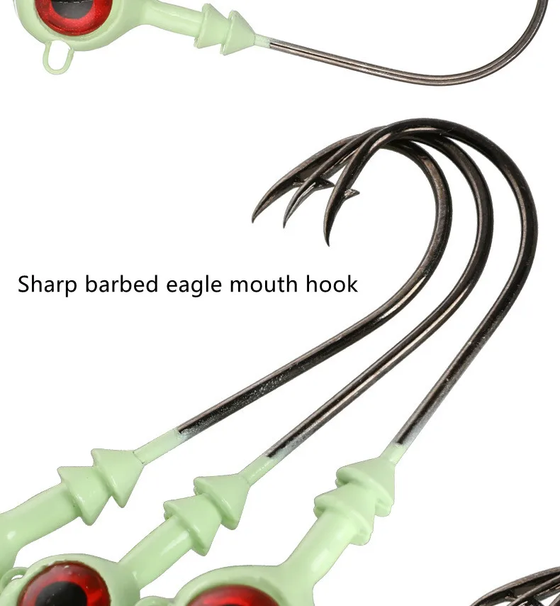 Neon Moon Eye Jig Heads For Night Fishing Phosphorescent Lighted