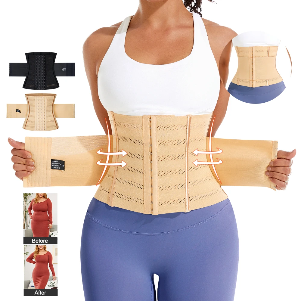 product wholesale sweat girdle women body wrap cincher corset trimmer double belt girdle waist trainer shaper tummy control shaperwear-7