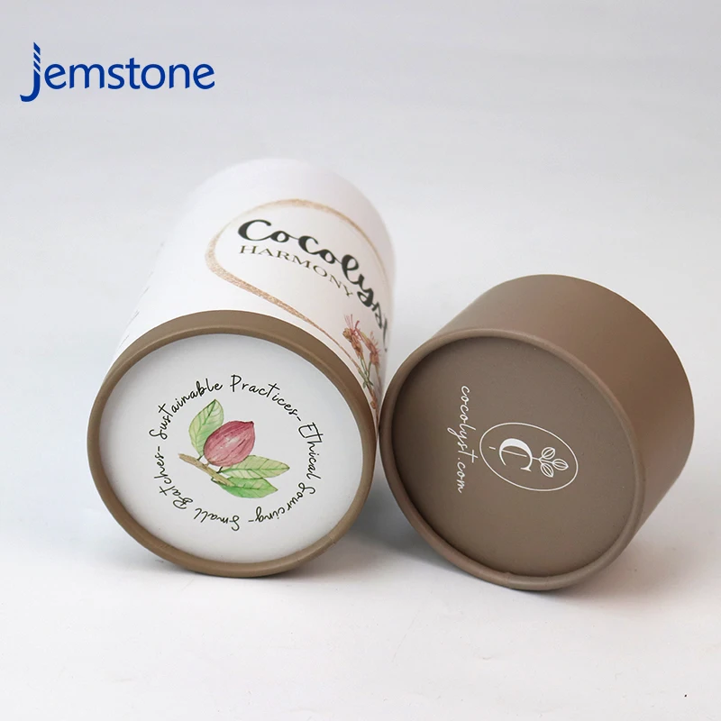 Biodegradable Kraft Ape Paper Tube Round Boxs Chocolate Bar Cylinder Packaging Food Cylind Round Box With Metal Lid
