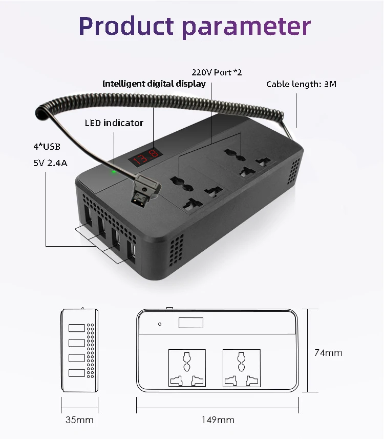 D-TAP Spring Cabel to Power Inverter 4*USB Port Intelligently Recognizes The Output Current Independent Digital Display supplier