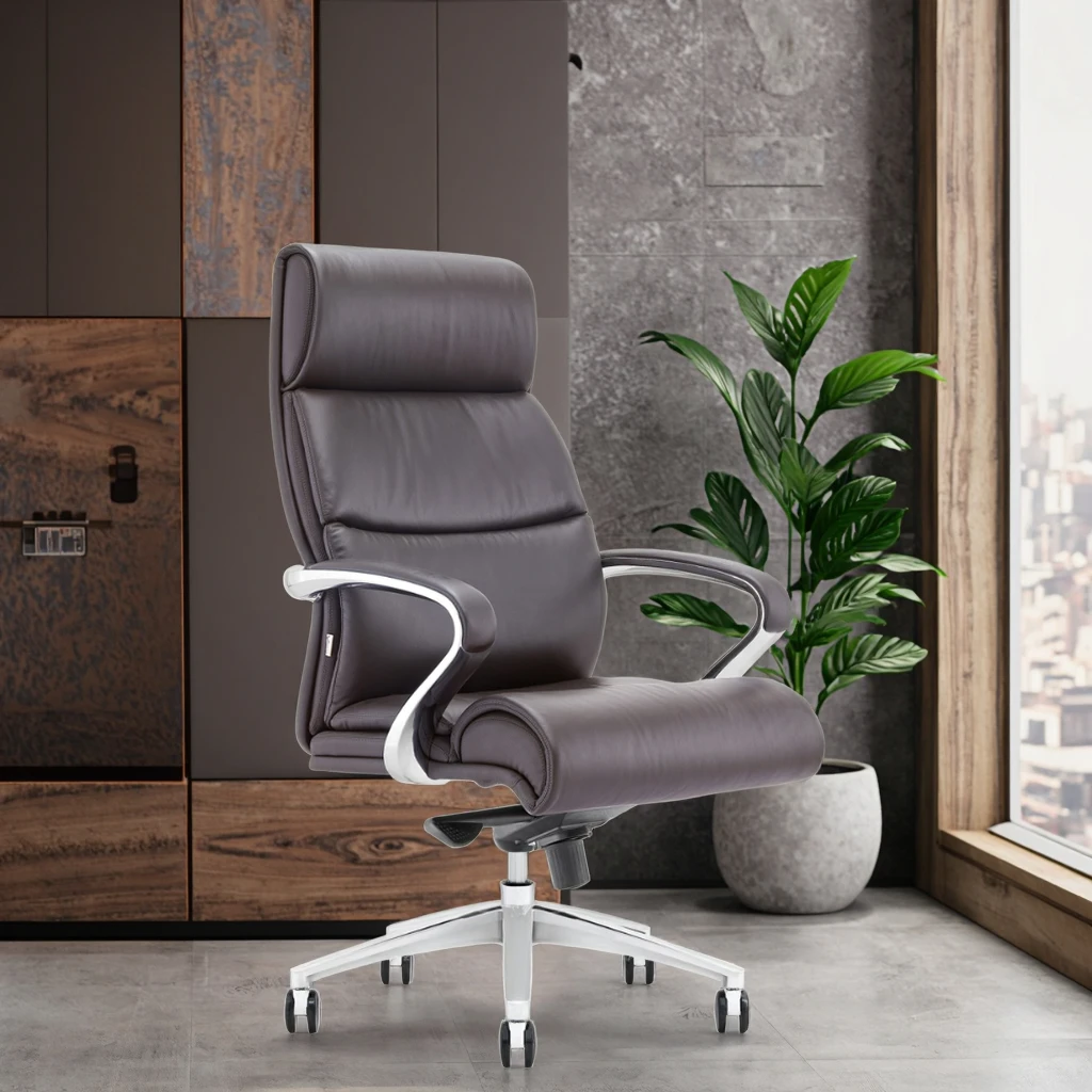 Luxury Executive Throne Double Plywood Core Aluminum Armrest Caps Premium Office Centerpiece 2