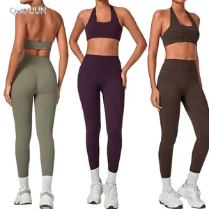 Custom Logo Women Active Wear Beautiful Back Workout Sports Yoga Sets Gym Running Sports Fitness Yoga Tracksuit