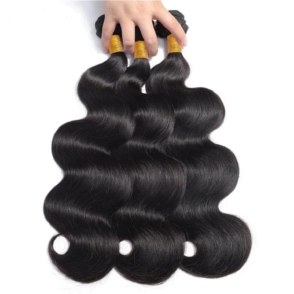 Indische Remy-Body-Wave, 71,1 cm, 76,2 cm, 78,3 cm, unbehandelt, 100 % menschliches Haar, wassergewellte Extensions, 1 3 4 Bündel, Deal für Frauen_voghion.com