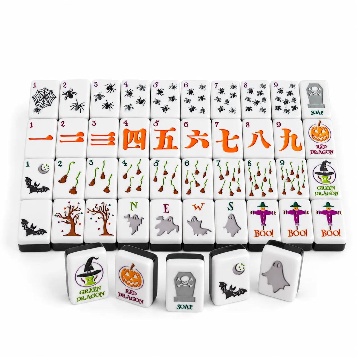 Halloween Modern Foldable Portable 160-Piece Luxury Acrylic Eco-Friendly American Mahjong Set Premium Entertainment Mahjong