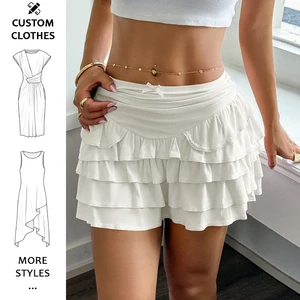 Women's Ruffle Layered Mini Skirts Y2K Flared Flowy Short Skirt