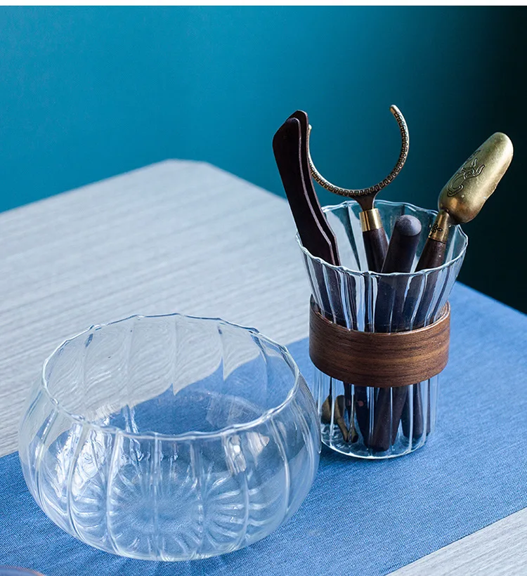 Creative Lady Magnetic Induction Kungfu Tea Set Semi-Automatic Glass Teapot with Infuser and 6 Small Cups for Coffee & Tea