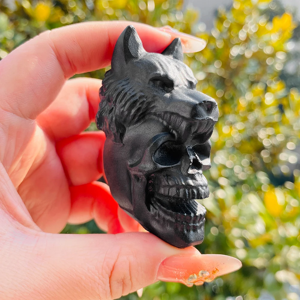 Wholesale Natural Crystal Carvings - Black Obsidian Wolf