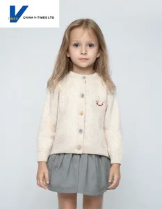 China V-Times 2026 Girls' Casual Cardigan Autumn & Spring Knitted Coat for Babies Sweater Stylish New Children's Clothing