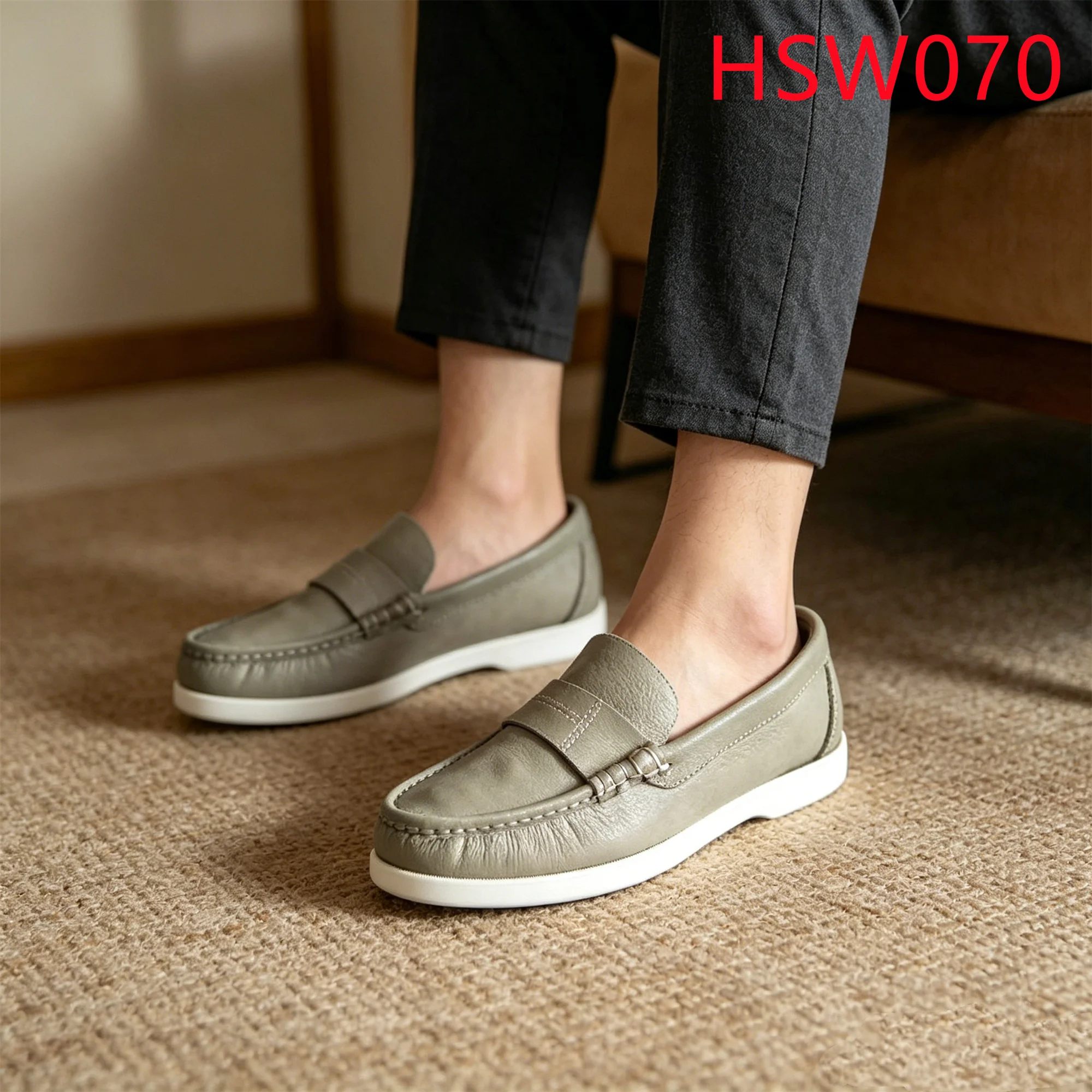 LXG,Island Vacation All-day comfort Casual Sage Green Penny Shoes Mask-style Easy Wear Driver Shoes Popular in Europe HSW070