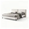 Letto Bianco a Doppio Cerchio con Rivestimento in Tessuto Diviso