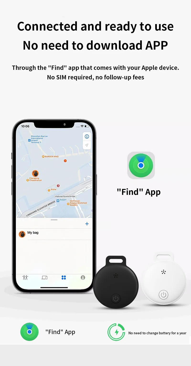 Portable Anti-loss Key Finder GPS Tracker Pet Smart Tag for Apple FindMy Real Time Tracking Device for GPS Tracker for Kids
