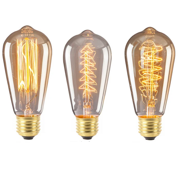 American Style ST58 ST64 40W Squirrel Cage Water Drop Tip LED Guide Lamp Antique Vintage Decorative Filament Edison Bulb