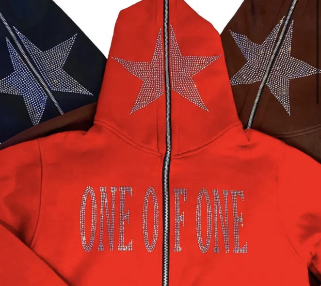 ♦STONE ♦パーカー・フーディ☆正規品☆ Hinestone Hoodieパターン上のカスタムSparkle Bling Rhinestone