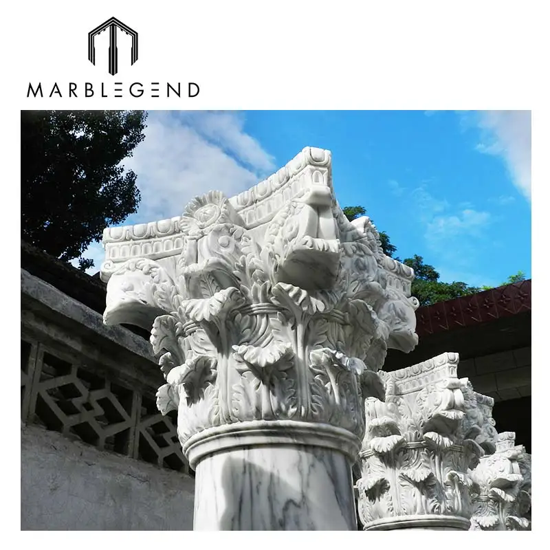 PFM Factory Handmade Stone Carving Column Outdoor Customized Pillar Classical Roman Style Porch Column