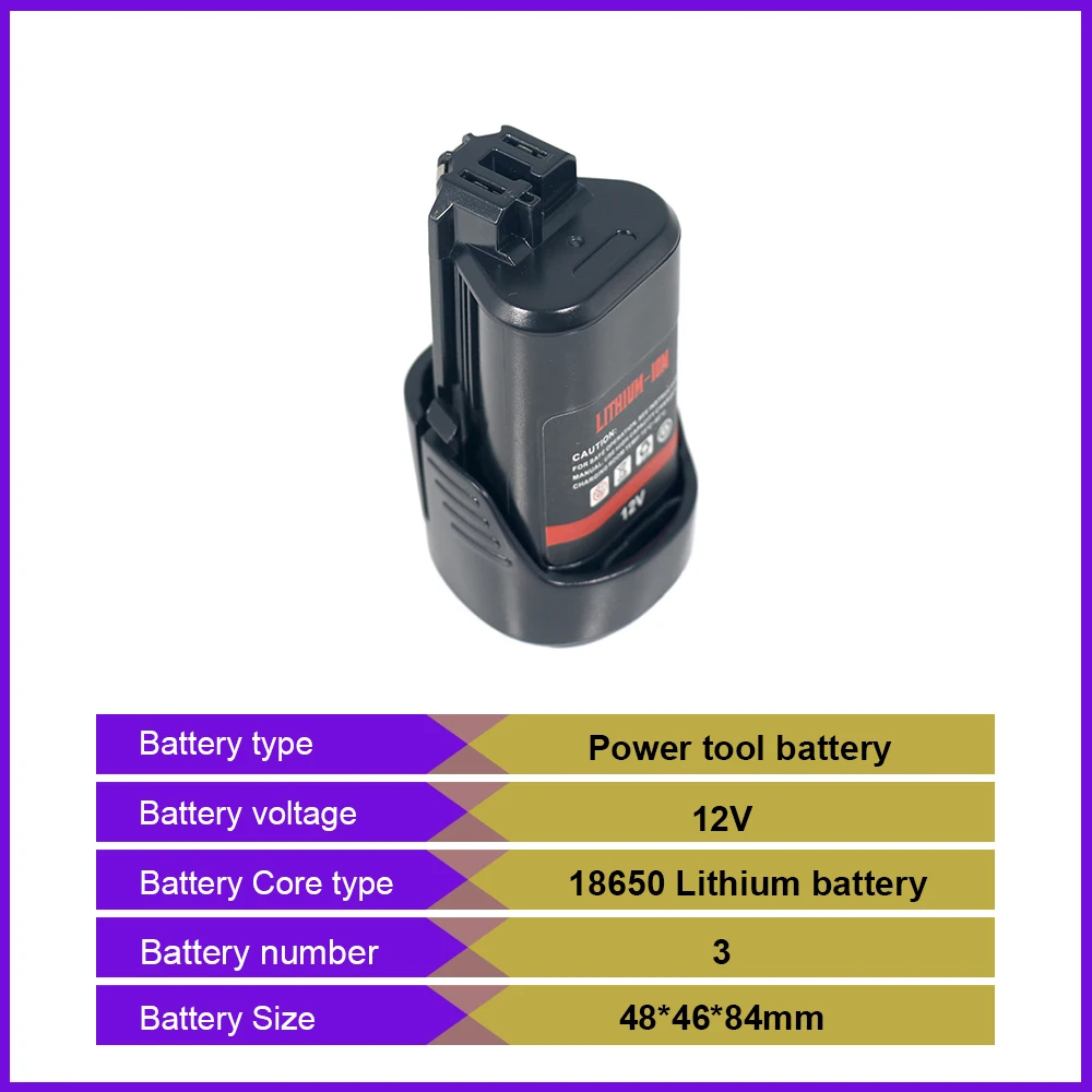 12V 2.5Ah Rechargeable Home Garden 12V Battery Replacement for Bosch BGB12V1 Home Repairs Furniture Assembly