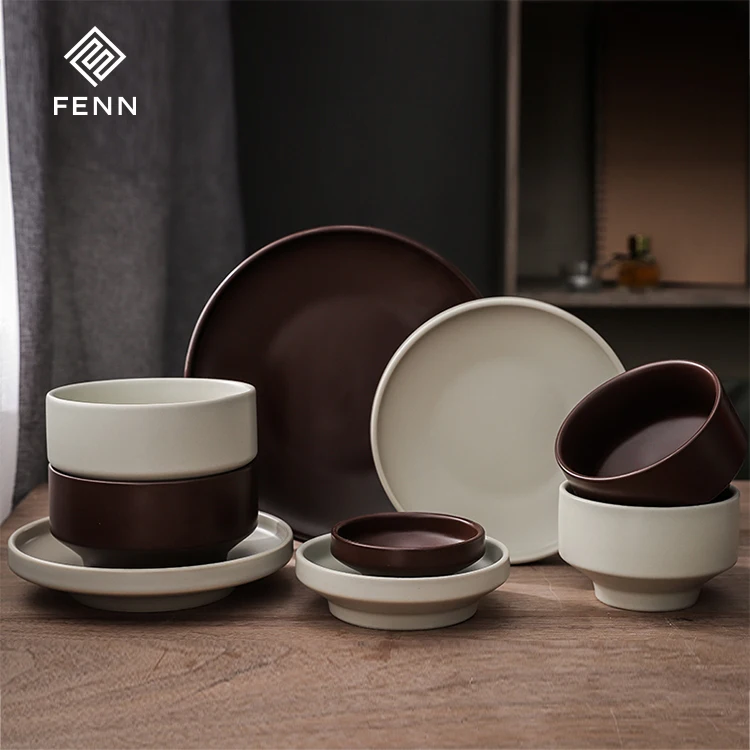 product fenn korean simple style ceramic glaze plate bowl breakfast set porcelain dinner set tableware for home-56