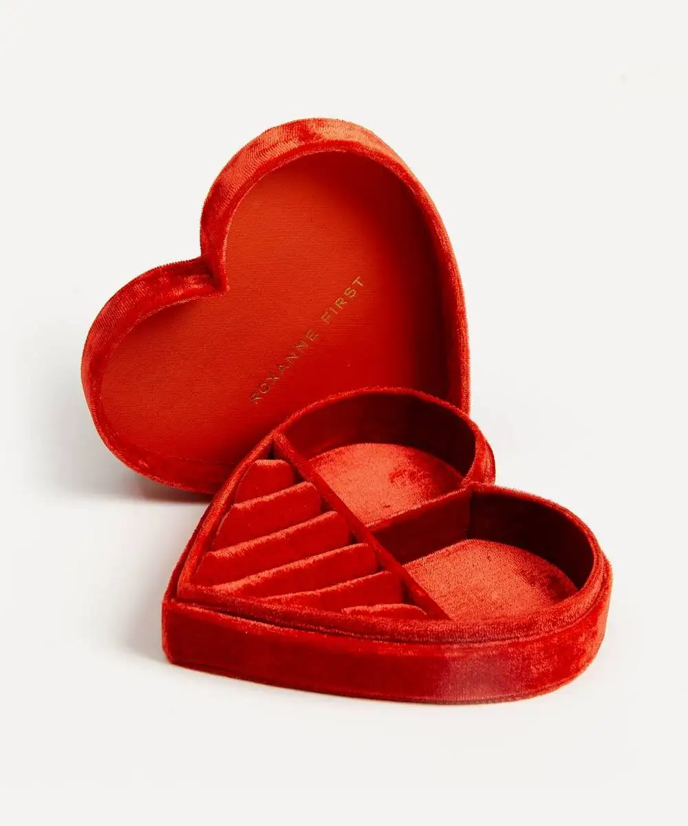 Red Heart Shape Chunky Jewelry Gift Case With Compartment