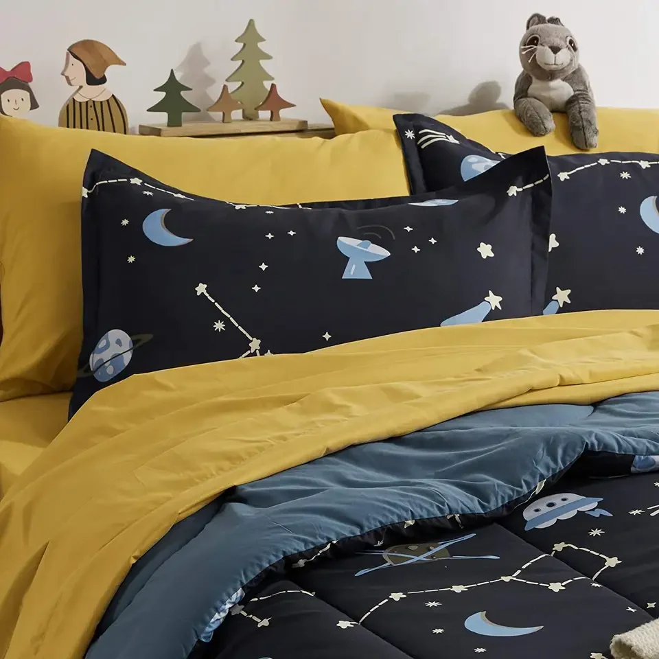 Simple Style Fancy Galaxy Printing Comforter Set Bedding 7PCS Children Beddings Comforter Duvet Cover