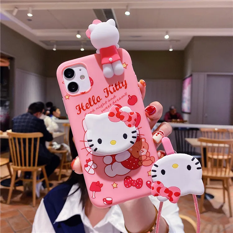 3d Stereo Silicone Hello Cute Kitty Melody Holder Phone Case For Iphone ...