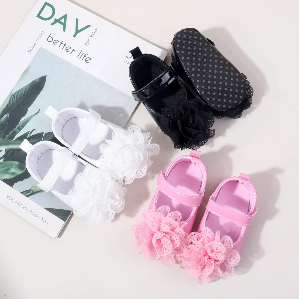 High Quality 2025 Spring Autumn Summer Big Flower Style Casual Shoes Anti-Slip Soft Soled Toddler Walking Newborn Shoe Girls factory