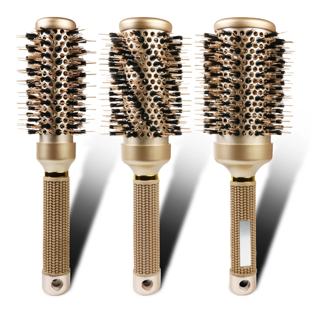 Gold Heat Resistant Electric Ionic Hair Brush Anti Static Hair Brush Private Label