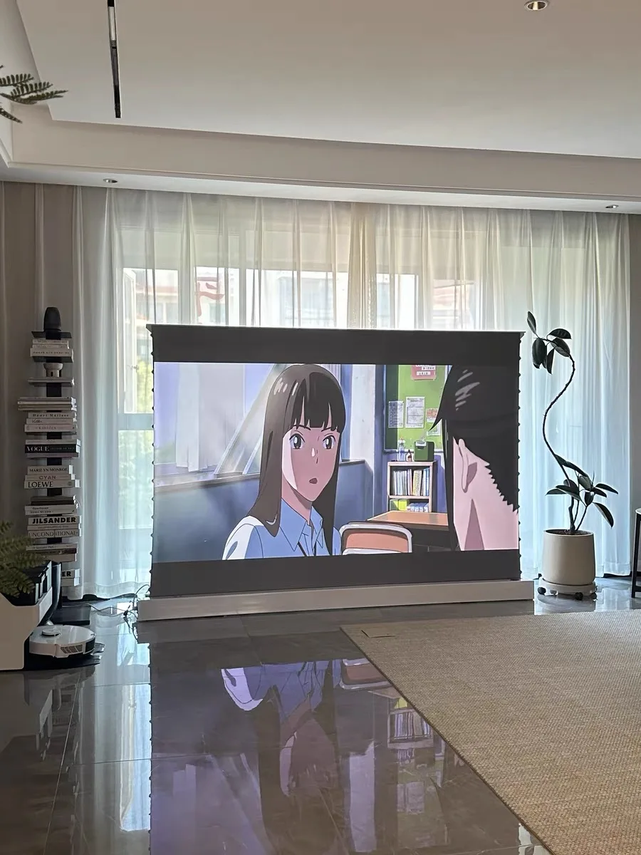 72～120インチ電動ALR/CLRロール式フロア昇降型プロジェクター