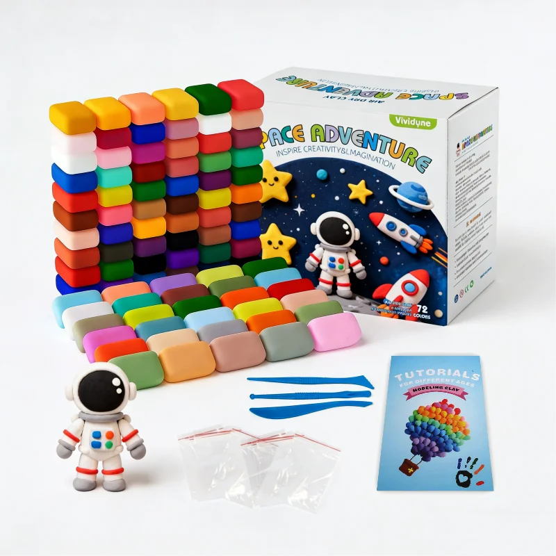 空気乾燥粘土キット 105色（子供向け）、個別包装、彫刻用ツール付き、ノンスティッキーなアートクラフトギフト