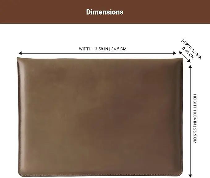 product leather laptop sleeve compatible for 13 14 inch laptops full grain cow waterproof protective for school travel work-28