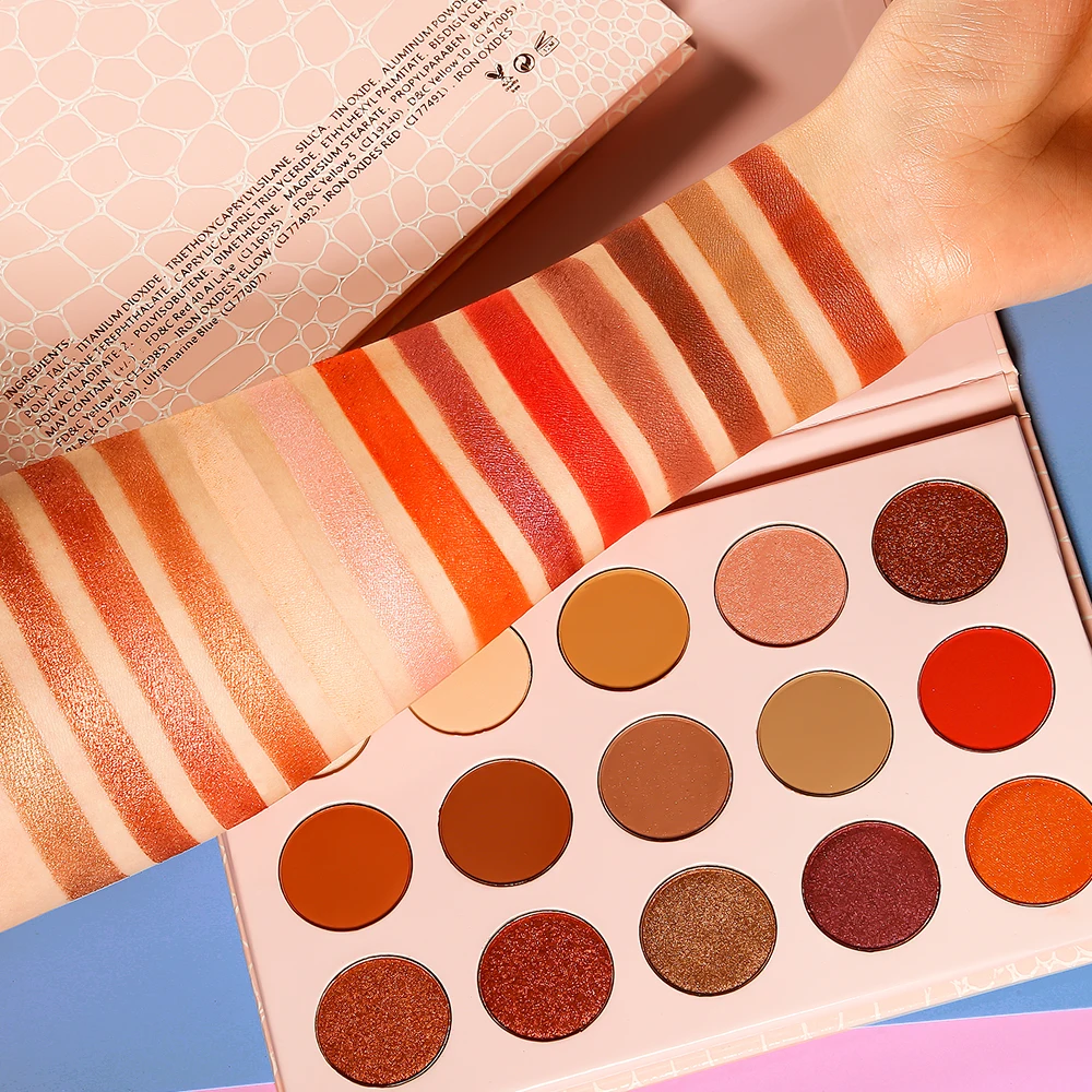 Private Label Cosmetics Makeup Eyeshadow Palette 15 Pink Crocodile Vegan Eye Shadow Pressed Powder