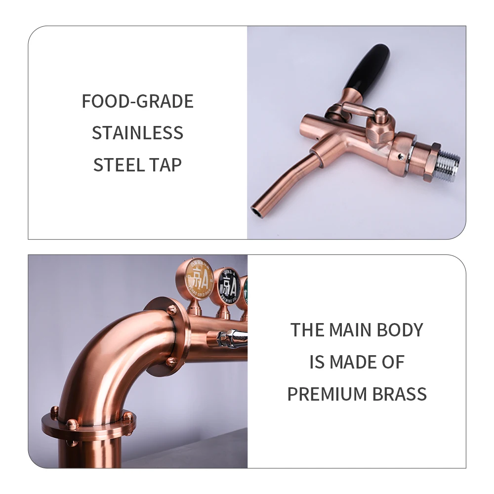 Custom Copper Bridge Beer Column Font 4 Tap Bar Dispenser Stainless Steel Beer Dispenser Beer Tower