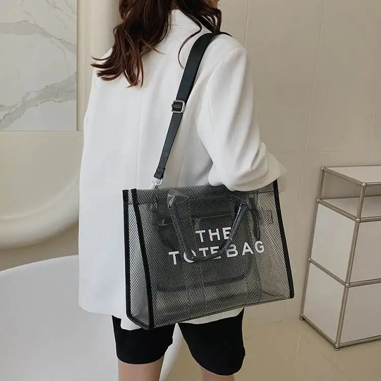 High Quality Large Capacity Print Foldable Clear Pvc Shopping Tote Bag ...