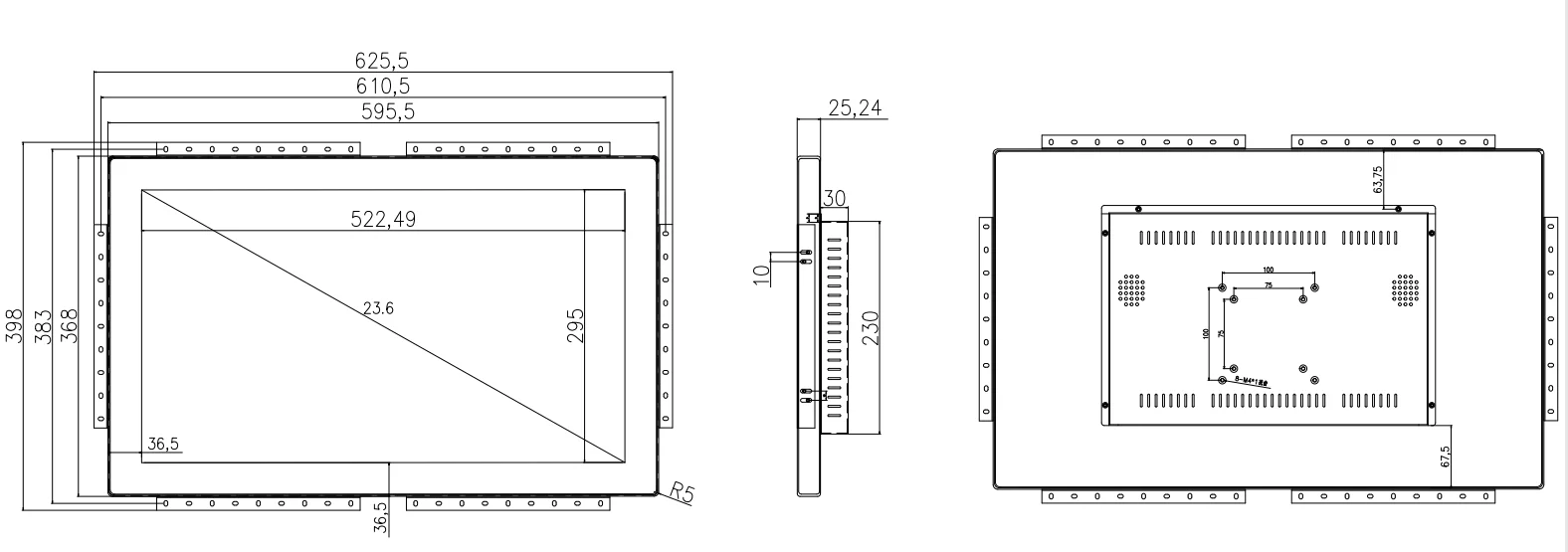 TC24 1080P Capacitive Touch Screen 24 Inch Open Frame LCD LED Monitor for Slot ATM Machine