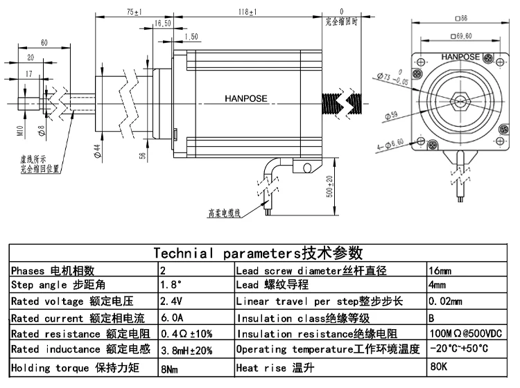 864 6a 18  15v nema34 stepper motor-10