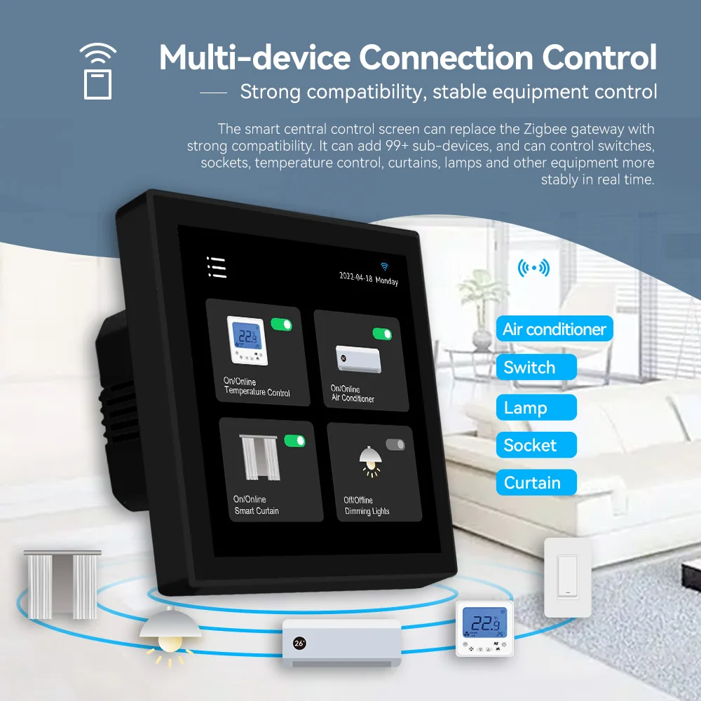2022 New Arrival 4 Inch Touch Screen Display Smart Home Zigbee System ...