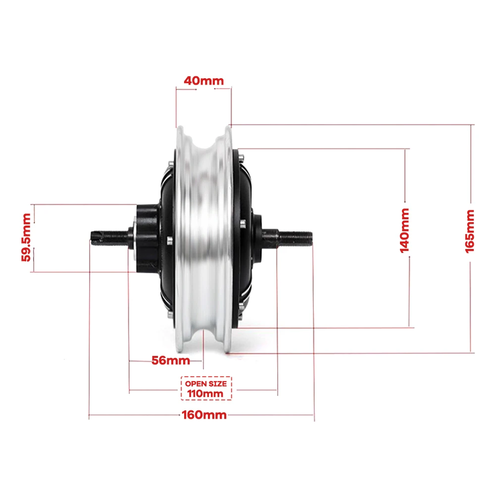 10 Inch 48v1000w Scooter Wheel Hub Motor Kit 60km/h Electric Bike With Front Wheel Controller