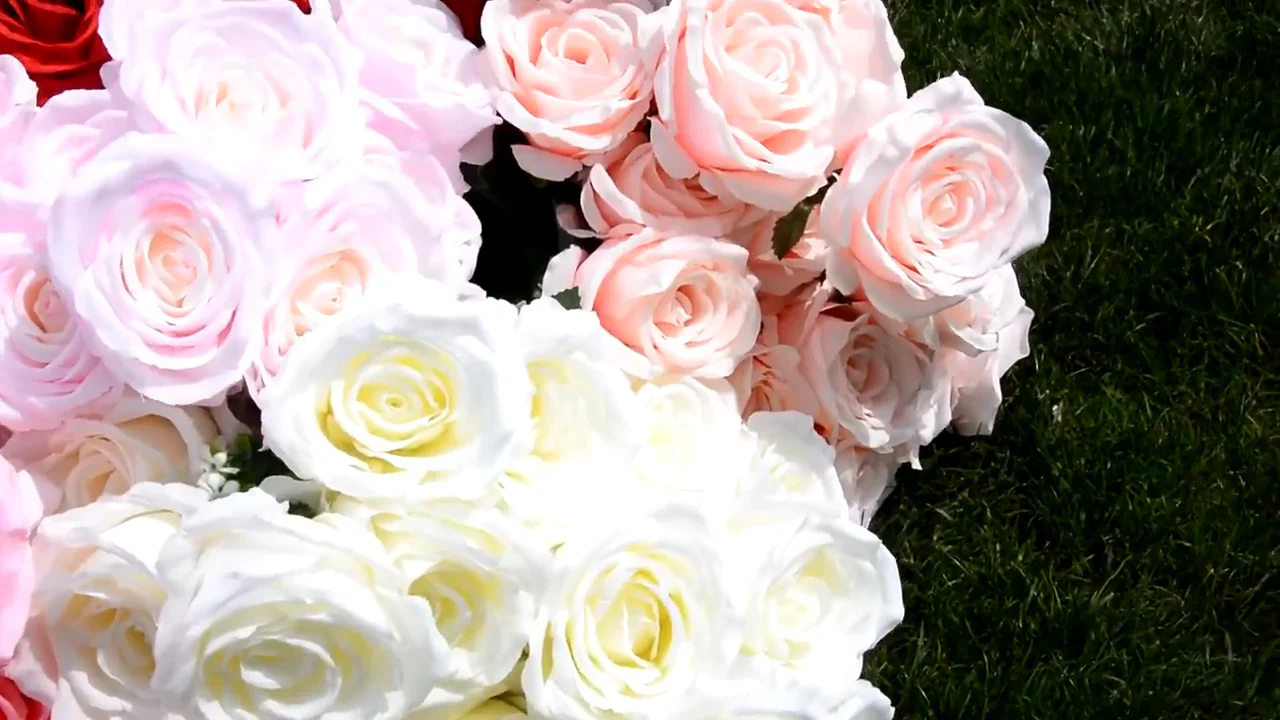 hot sale high-quality silk rose artifical flower wall blush pink