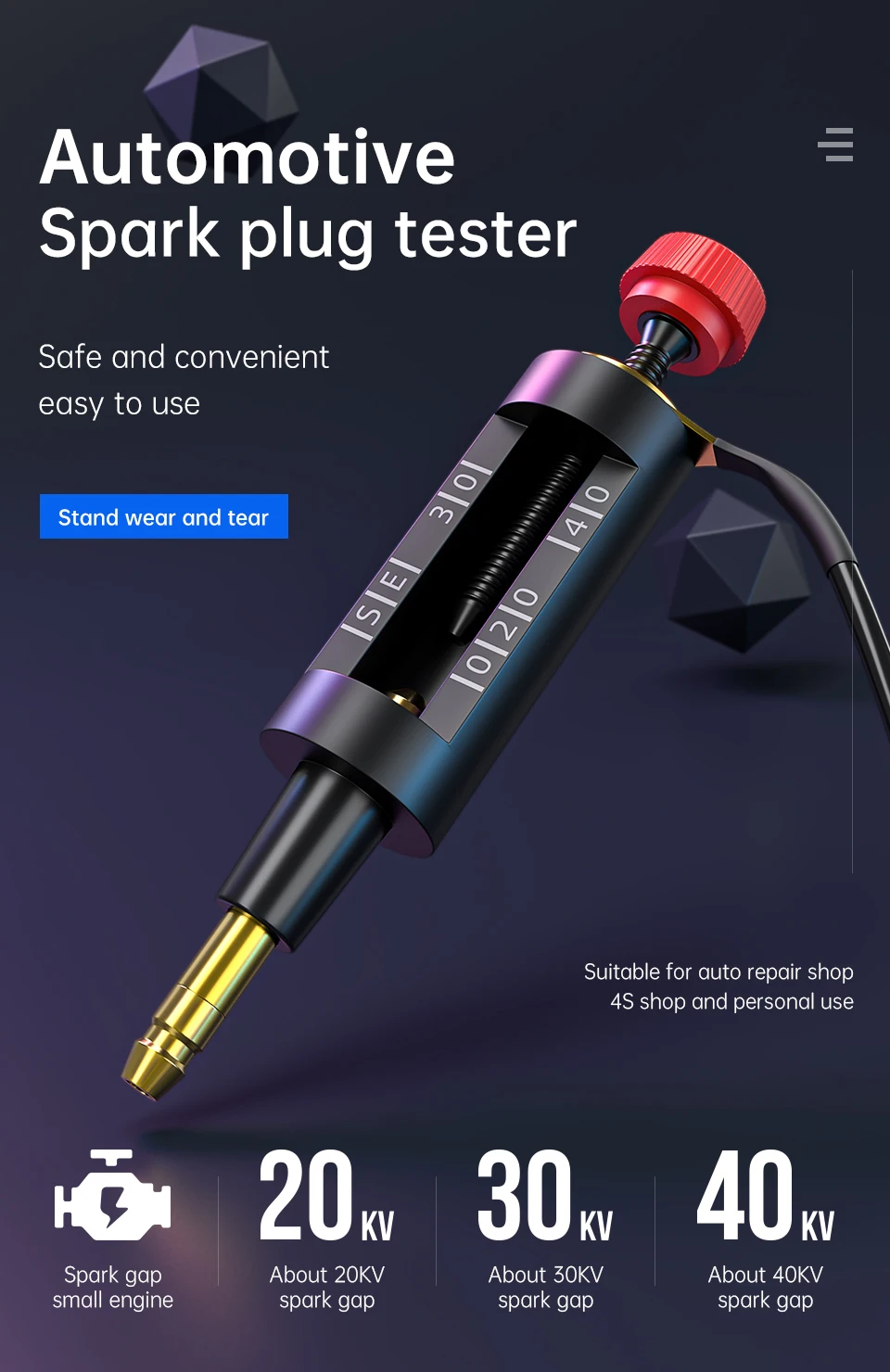 Universal 1-Year Warranty Plastic Code Reader Car Diagnostic Tool Spark Plug Tester Ignition with Spark Gap