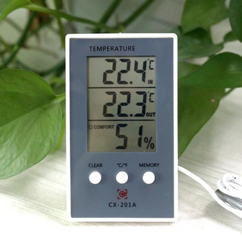 CX-201A LCD Digital Indoor Outdoor Thermometer Indoor Hygrometer