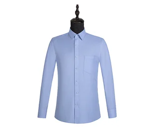 Wholesale 60% Cotton Formal Dress Shirts Blue High Quality Long Sleeved Men's Office Business Shirts