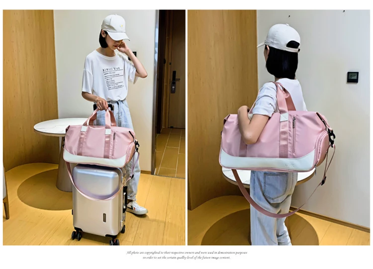 Waterproof Outdoor Travelling Bag Designer Pink Duffel Shoe Compartment Travel Organizer