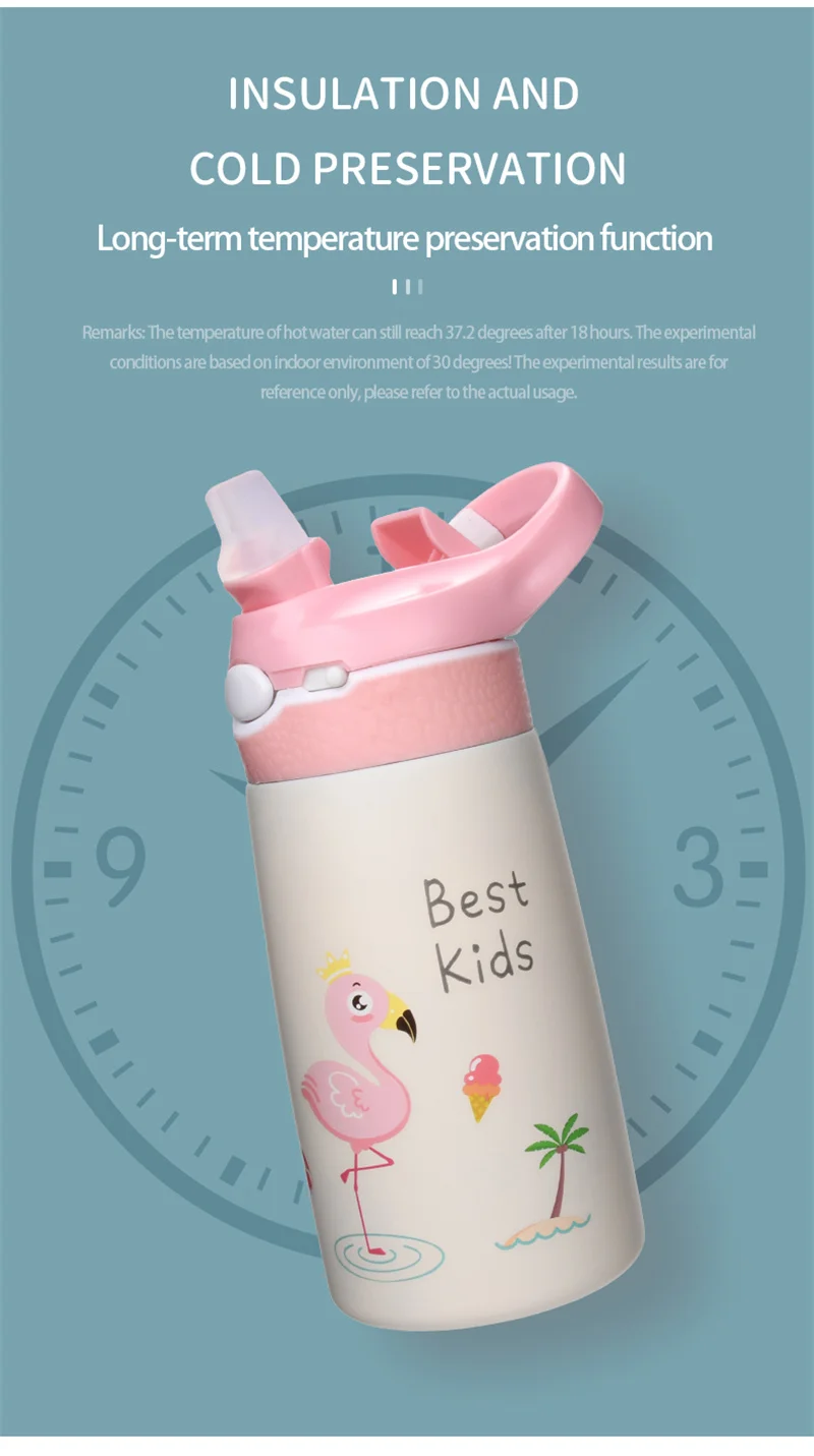 Aohea water bottle custom logo kids water bottle BPA free portable water bottle for kids school with straw supplier