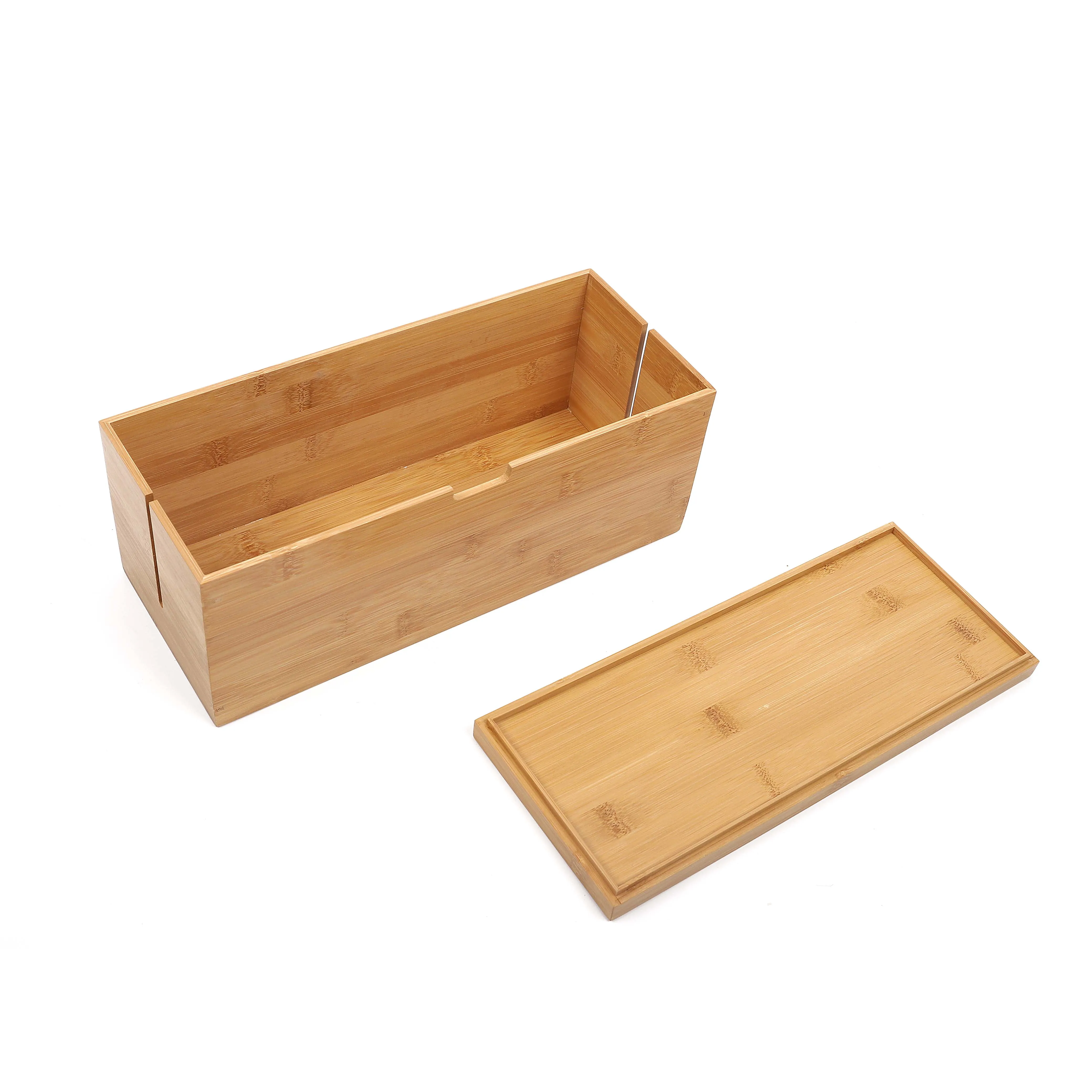 Оптовая продажа, многофункциональный бамбуковый ящик для управления кабелями, стабилизатор напряжения, органайзер для шнура