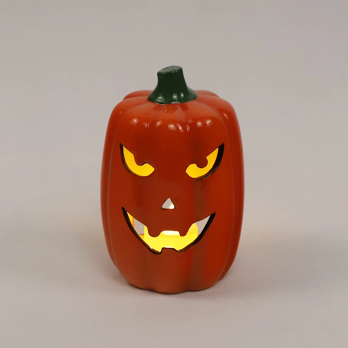 Mini LED Light Up Ceramic Pumpkin Lamp Ornaments Hollow Out  Pumpkin For Store Decoration