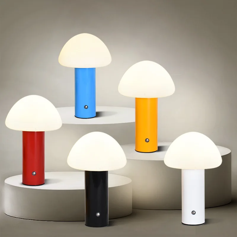 Mushroom Shape Rechargeable Table Lamp Creative Touch Bluetooth Connectivity Clear Bar Nightlight for Bedside & Camping