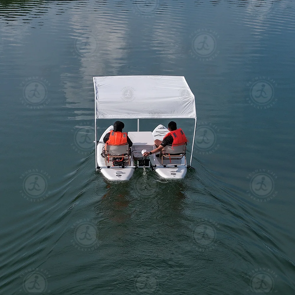 Inflatable Fishing Boat with Water for Cruise & Swimming Pool Floats Water Amusement Facilities for Cruising & Relaxing