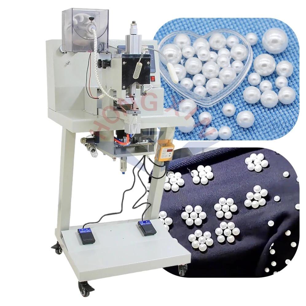 Single Head Pearl Bead Fixing Machine Jewelry Bead Drilling Embroidery  Sewing Machine Stone Sequin Setting for Clothes Fabric