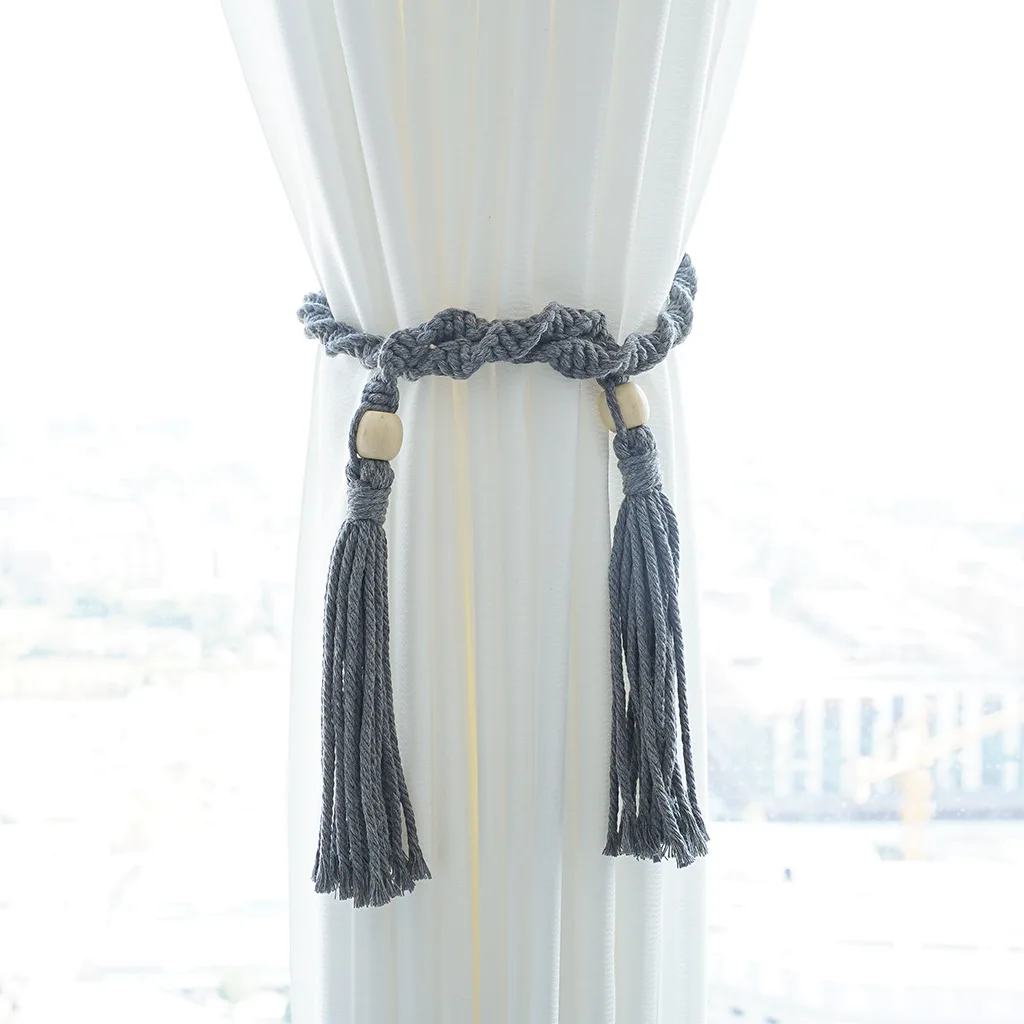Handmade Macrame Bead and Tassel Curtain Tieback for Home Decoration