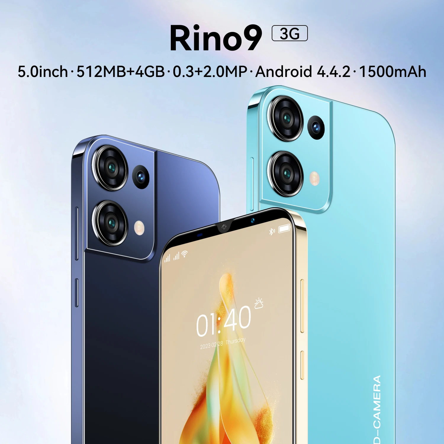 Factory Price Rino9 Unlocked Android 8.1 Phone, 1GB+8GB, Dual SIM 